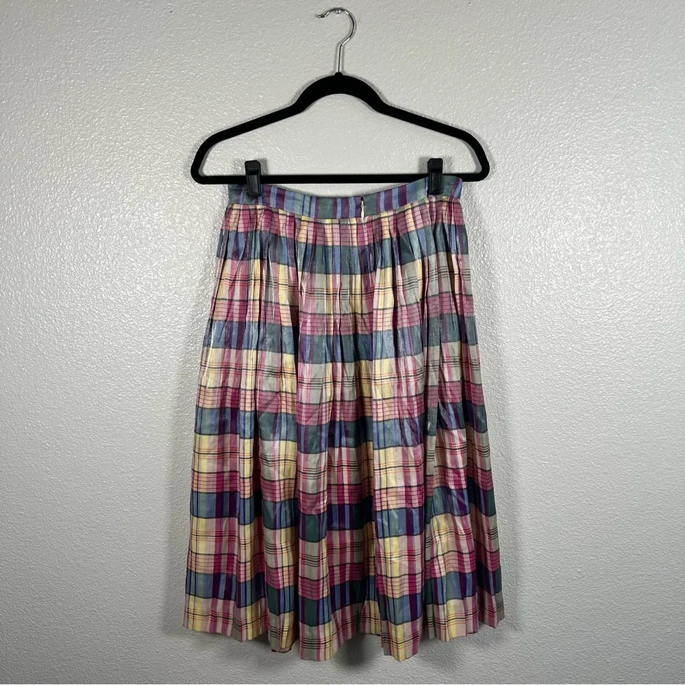 J. Crew Pleated Midi Skirt In Shimmering Plaid Women’s 4 - Picture 6 of 8